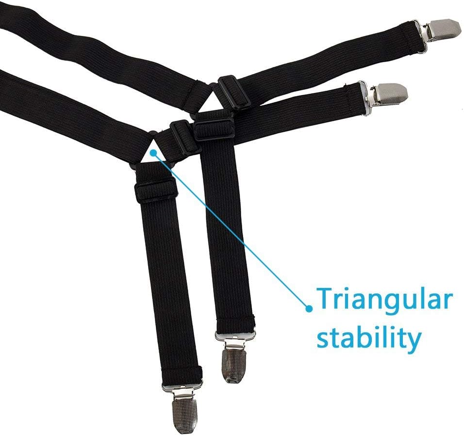 Bed Sheet Holder Straps Adjustable Triangle Sheet Straps Fitted Sheet Straps Suspenders Fastener Grippers Corner for King Queen Twin Size, Mattress Covers, Sofa Cushion (Black, 4 Pack)