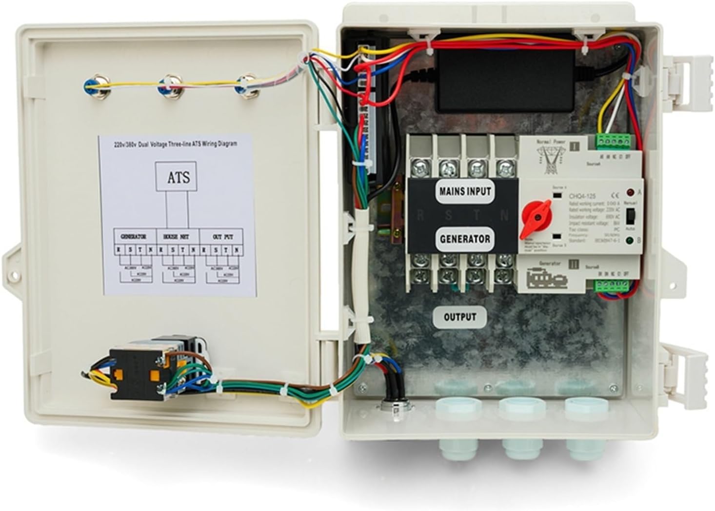 10KW 220v 380v Gasoline Diesel Engine ATS Control Box Generator Dual Power Automatic Transfer Switch Control Panel System(220V)