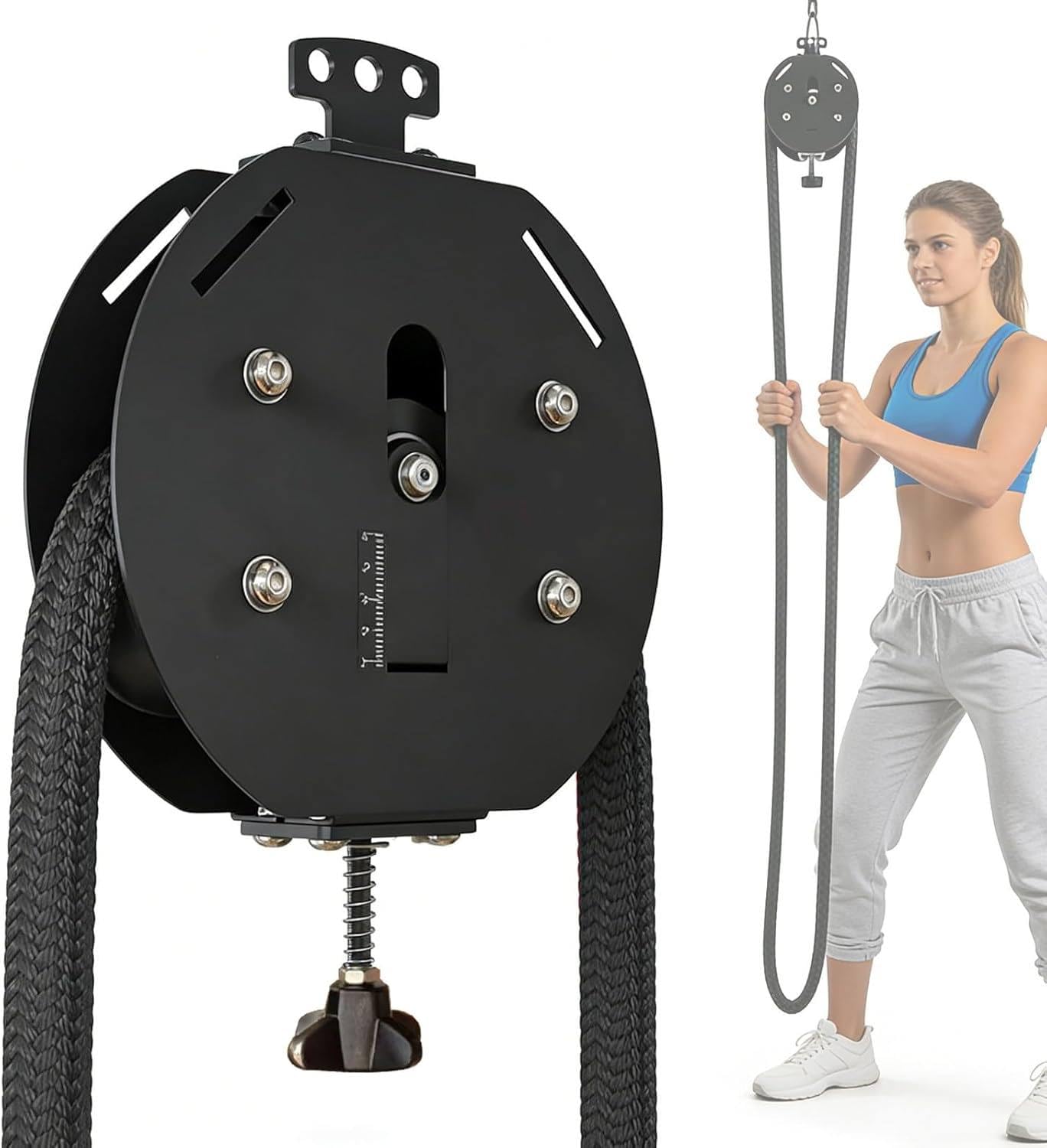 Sistema de polea de cable de entrenamiento de cuerda sin fin montado en la pared con resistencia ajustable de 30 kg para agarre de brazo y espalda, gimnasio en casa, entrenamiento cardiovascular