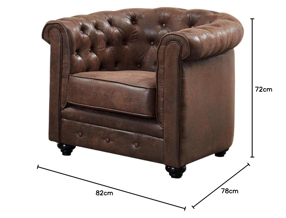 Vente-unique - Poltrona CHESTERFIELD in microfibra aspetto cuoio invecchiato