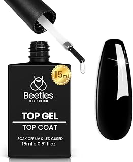 Beetles No Wipe Gel Top Coat, 15ml Top Coat Gel Nail Polish Clear Color Shine Finish and Long Lasting, Soak Off U v Nail Lamp Gift for Girls
