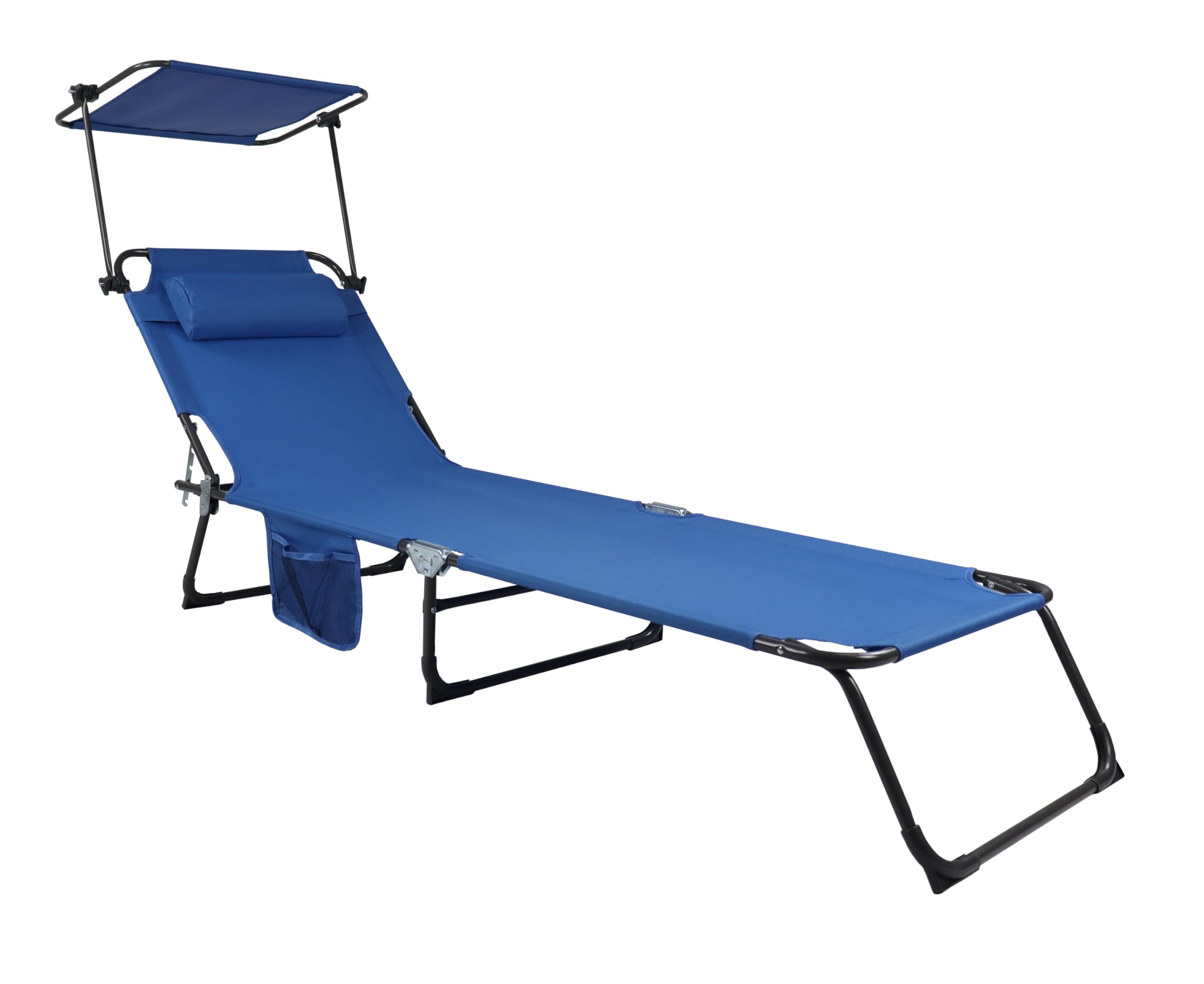 VCM Sonnenliege klappbar 185x24x55 cm Liegestuhl mit verstellbarem Sonnendach