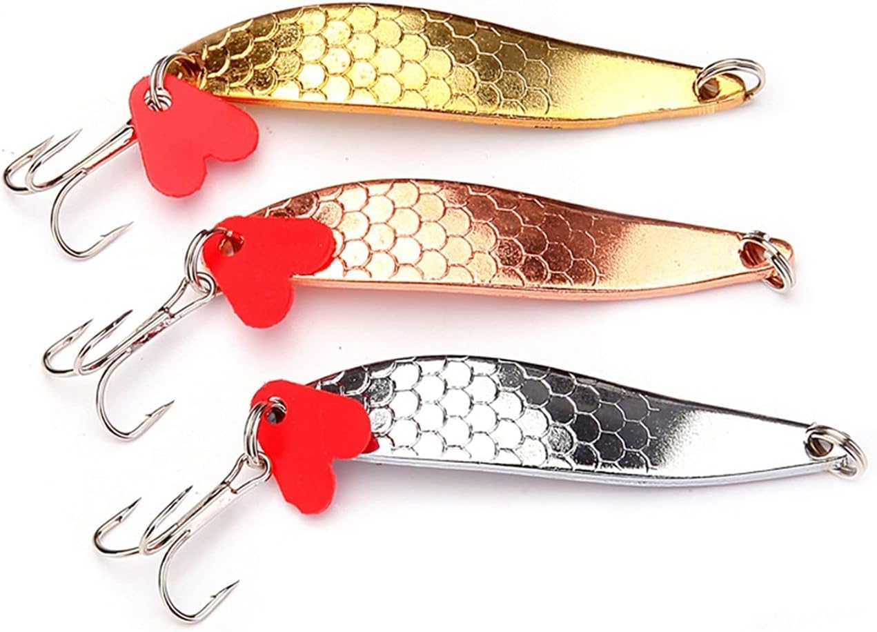 Pike Set Gear Hooks Lure 10cm Spoon Fishing Lure Metal Jigging Lure Baits Hard Fishing Tackle Crankbait Jig Swimbait 3PCS/Set Fishing Lure Bait