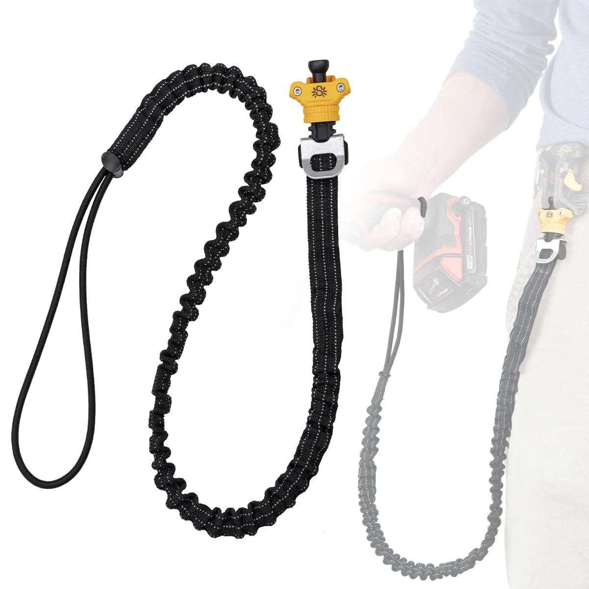 Sponsored Ad – Pro Tool Holster - Heavy Duty Bungee Cord Carabiner Lanyard for Fall Protection and Safety - ANSI/ISEA 121-2018