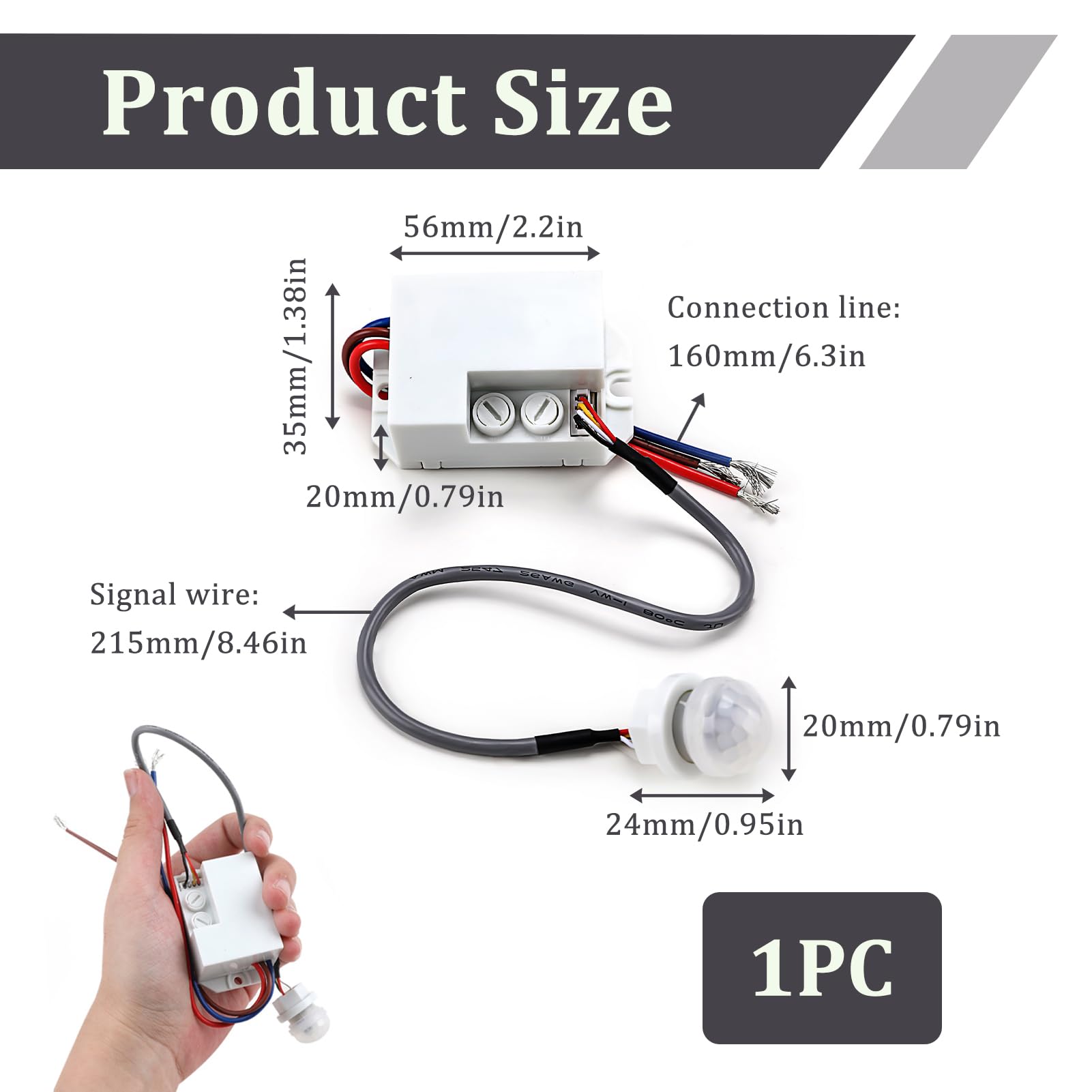 Mini PIR Sensor, Small PIR Sensor Motion Detector Indoor, Ceiling Flush Mount, Infrared Detector with Adjustable Time Delay - Image 2