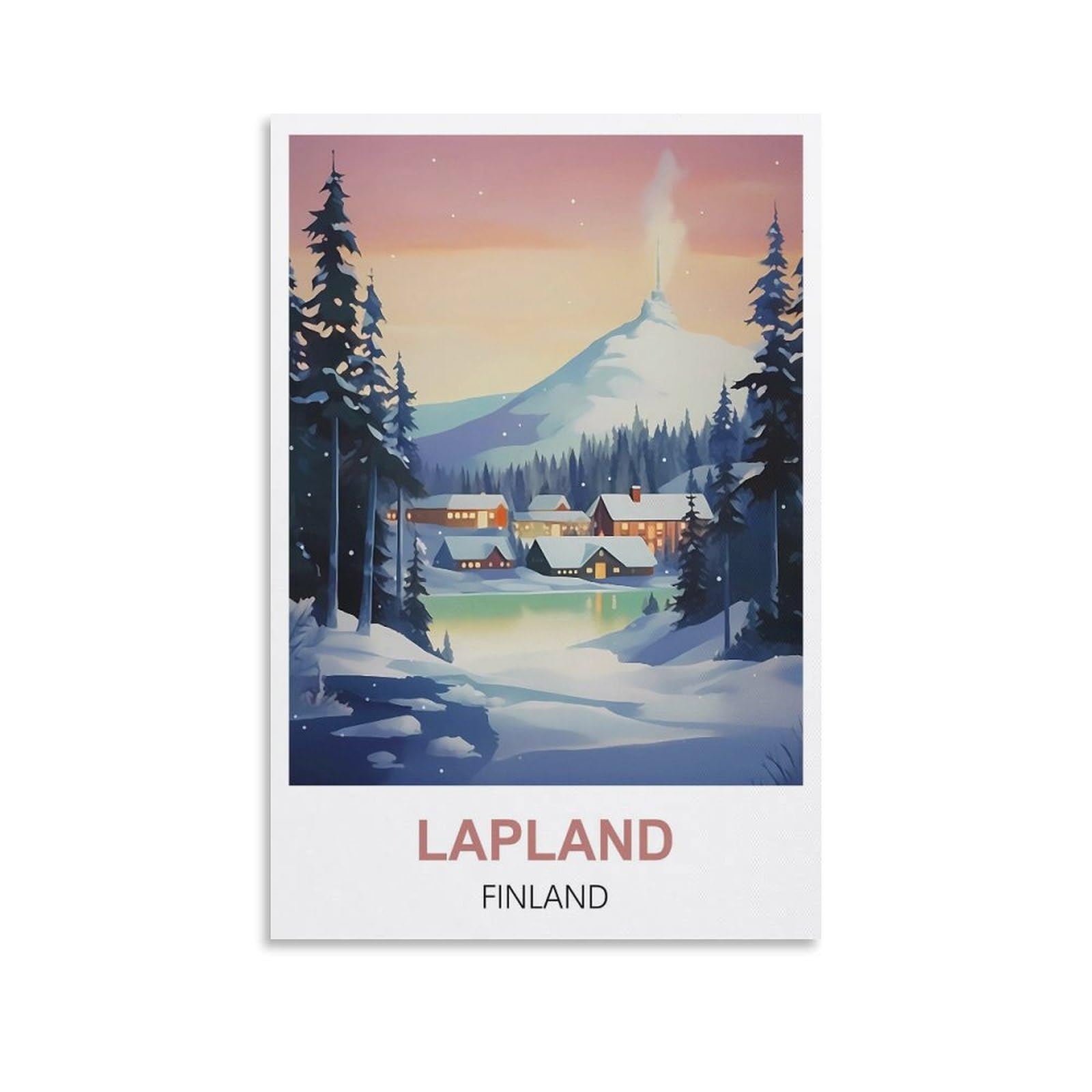 Ctzikww Unframe-Style Lapland Finland Vintage Travel Poster 08X12inch(20X30cm) Canvas Art Prints Picture Wall Art Painting