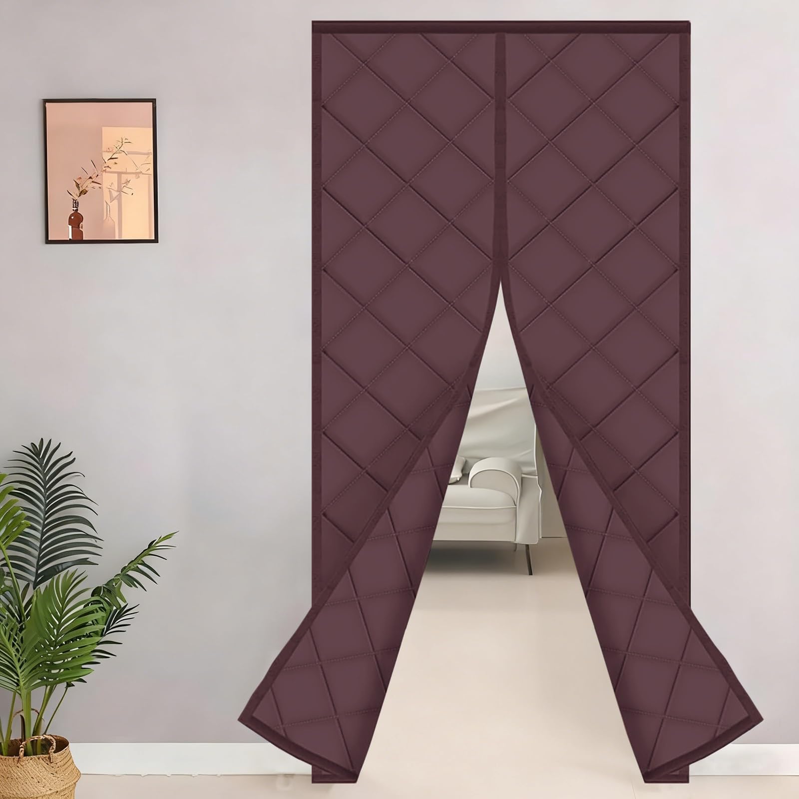 Rideau thermique porte magnétique d'entrée 95x220cm isolant pour l'hiver