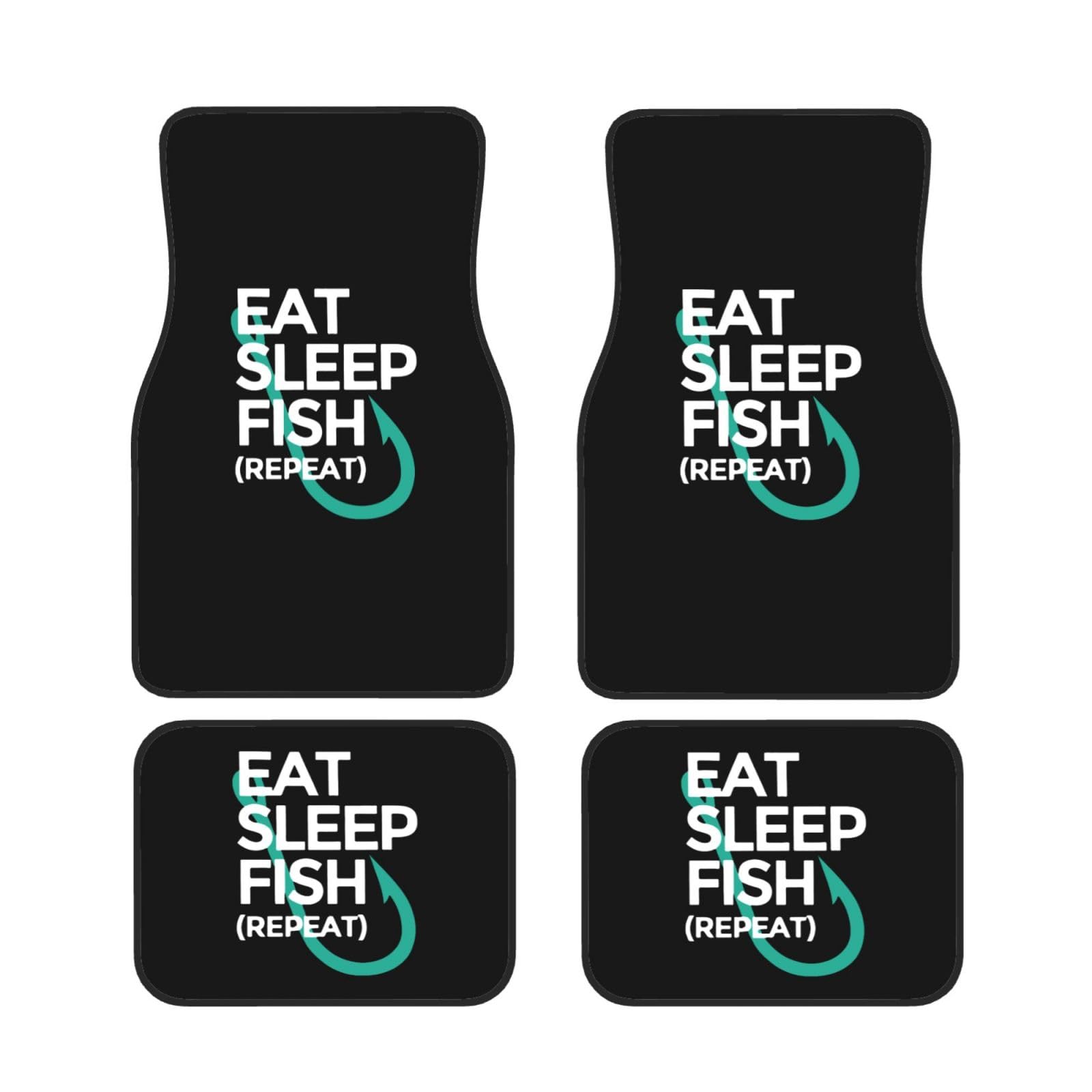 Eat Sleep Fish Repeat Floor Mats for Cars All-Weather Car Mats Fit Automotive Floor Mats for Cars Trucks