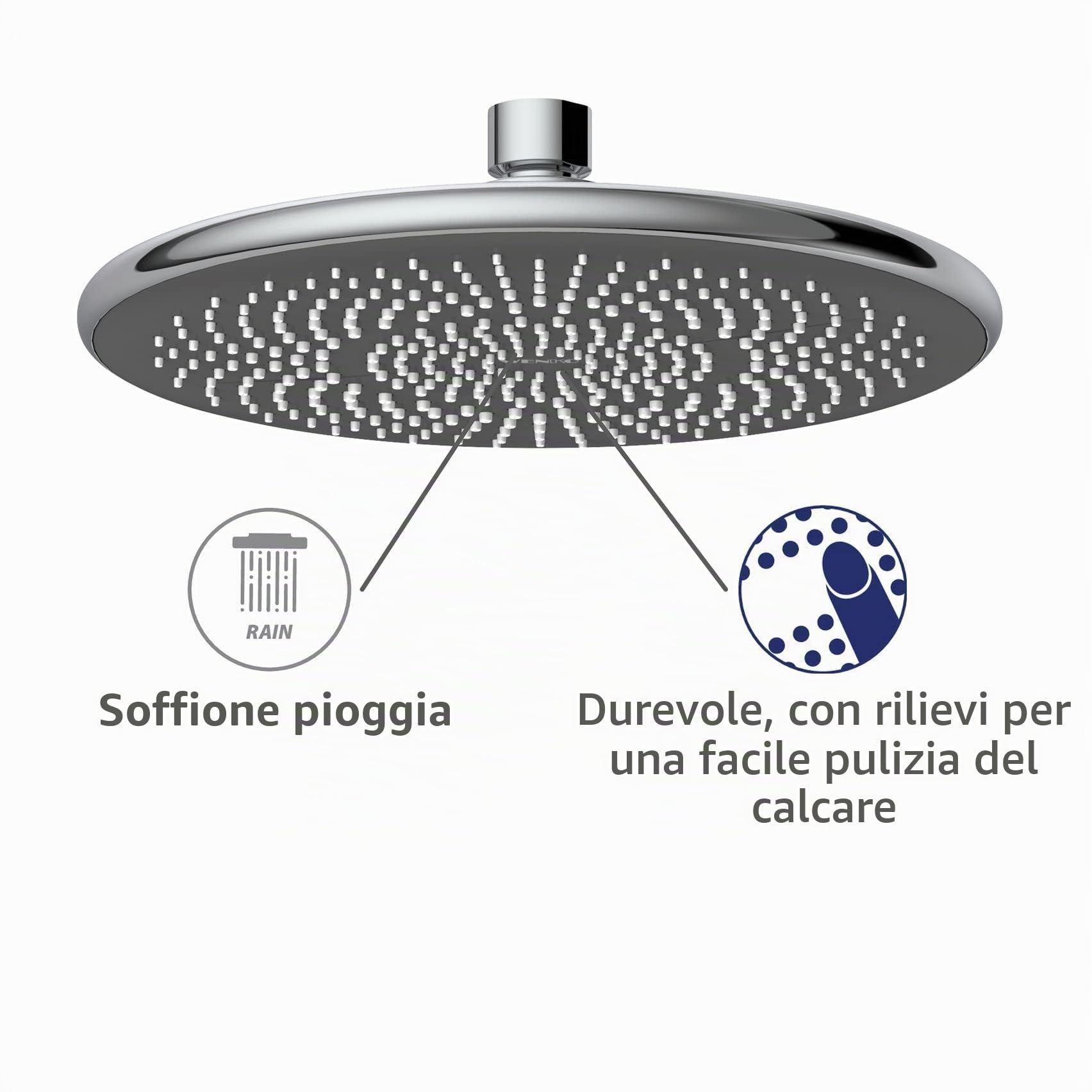 Soffione doccia a pioggia Watersaving universale con sistema di risparmio d'acqua