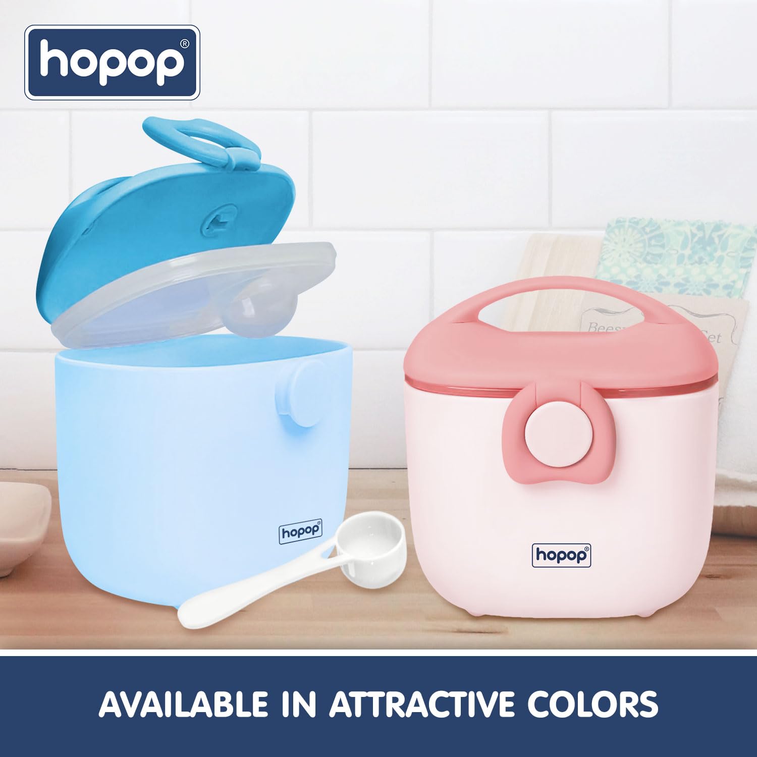Hopop Baby Milk Powder Container|Multi-Functional Food Storage Container|First Feed Box With Scoop Spoon|Bpa Free|210 Gm|Blue,1 Count 4
