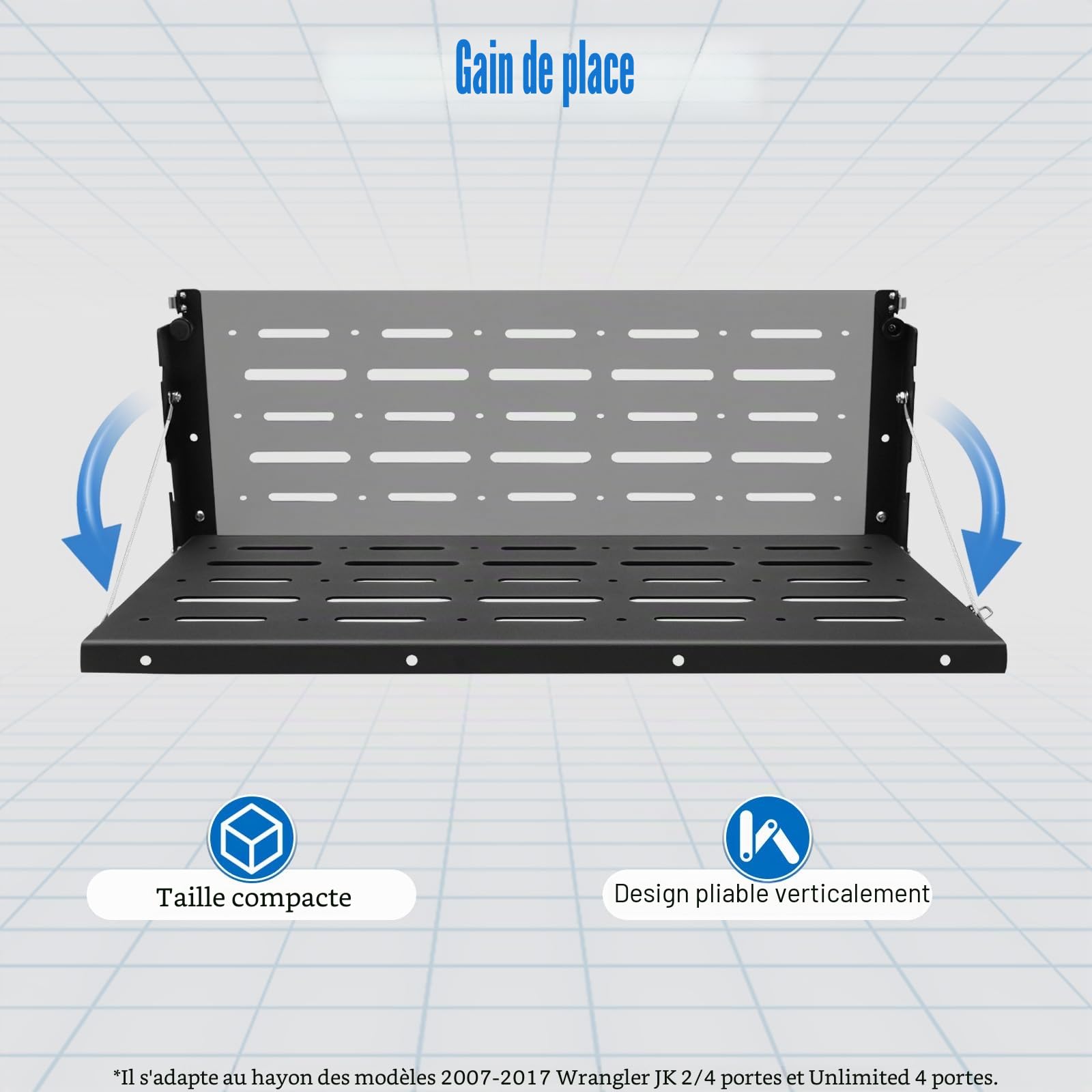 Table pliante pour hayon de hayon - Pour Jeep Wrangler JK - En métal