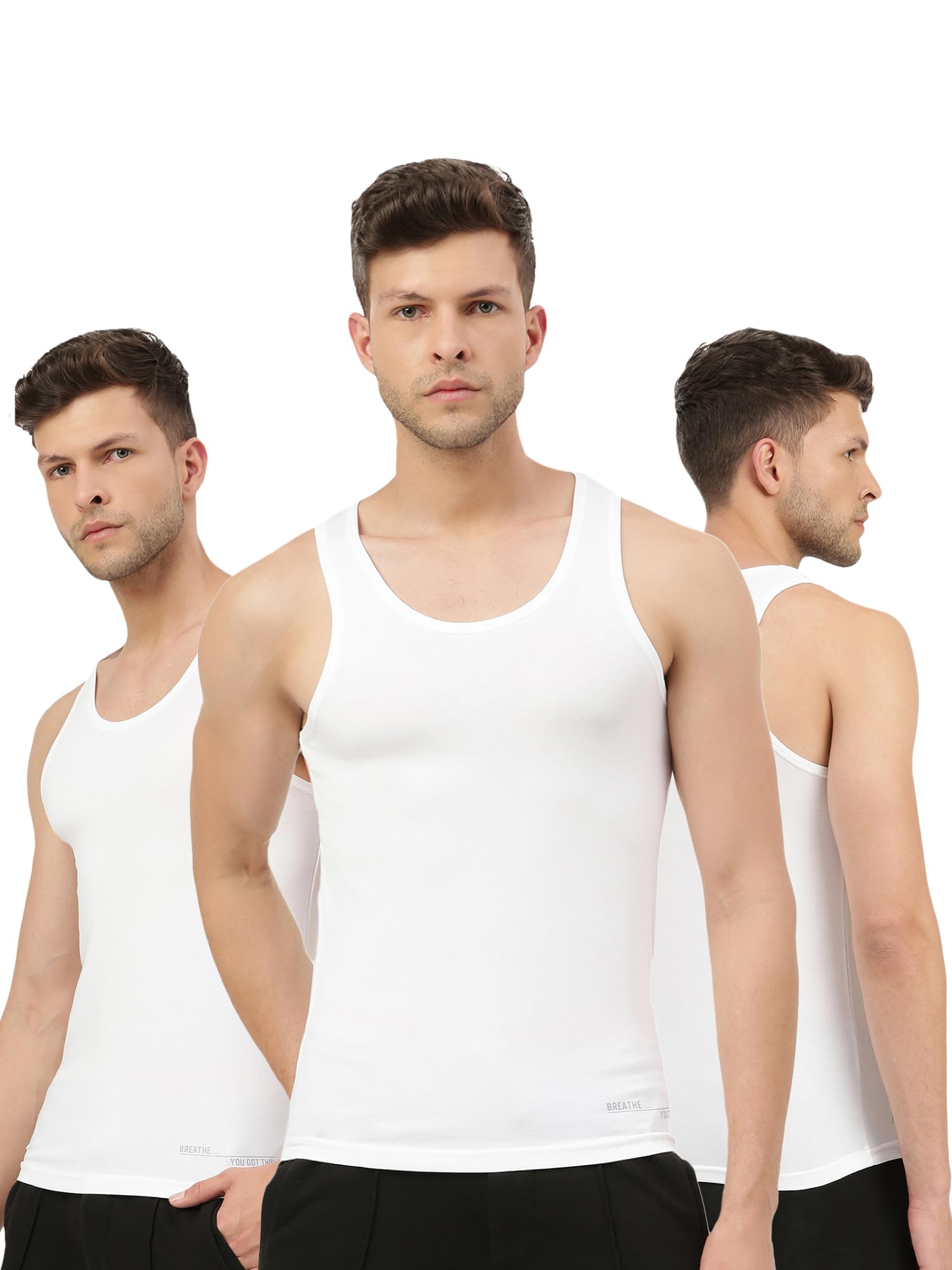 Vest for Men | Bamboo Sleeveless Super Soft Round Neck Gym Comfort Vests | Workout Regular Fit Innerwear | Breathable Sando with Long Hemline | Set of Three Pieces-image-39