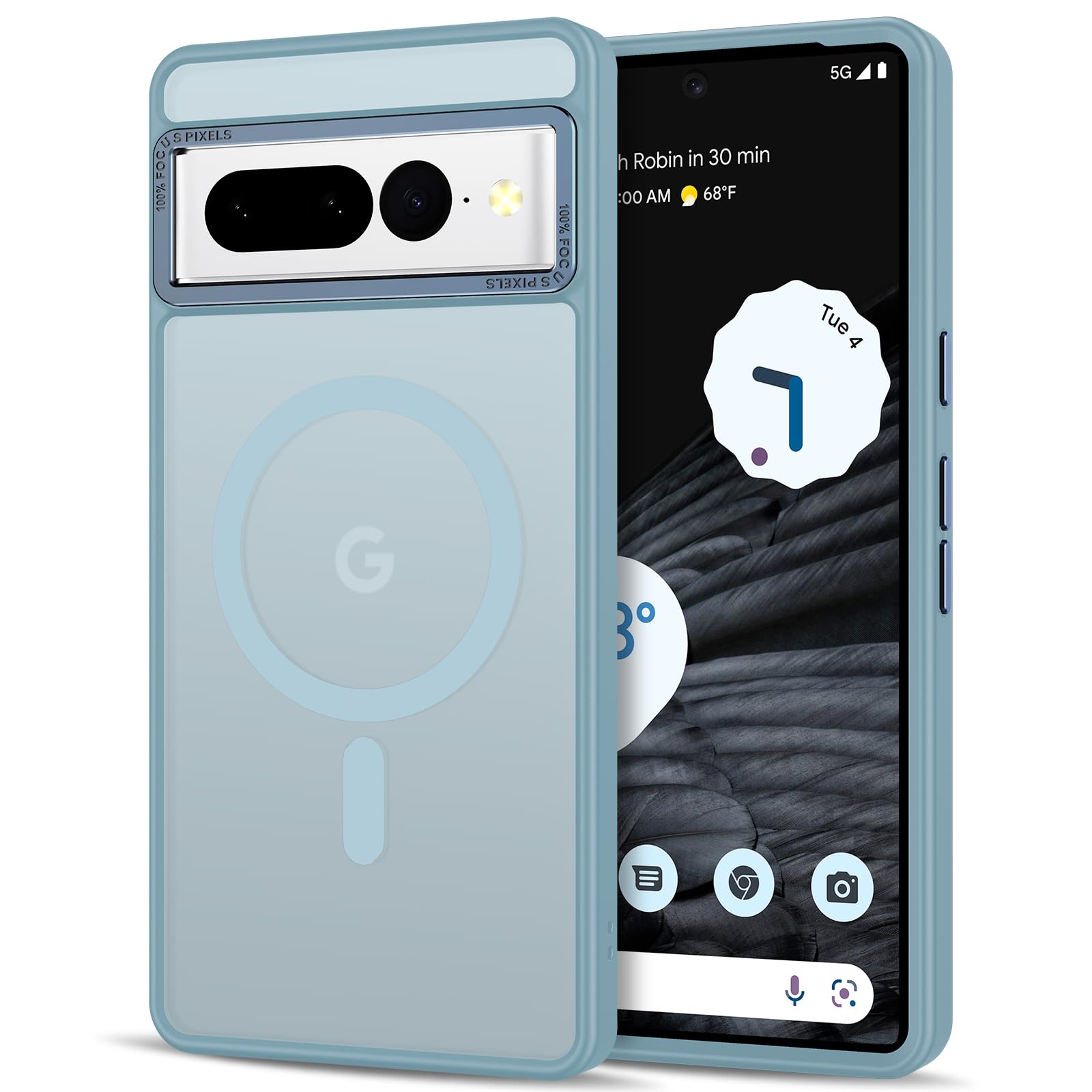 Anuck Case for Google Pixel 7 Pro Case Magnetic Phone Case Compatible with MagSafe, Translucent Matte Back Soft TPU Bumper Hard Slim Shockproof Protective Men Women Cover for Pixel 7 Pro - Gray Blue Gray Blue For Google Pixel 7 Pro