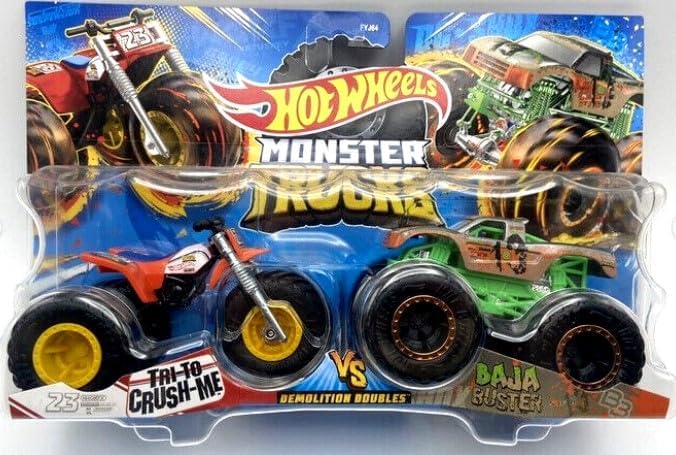 Monster Trucks Tri to Crush Me Vs Baja Buster (paquete doble a escala 1:64)