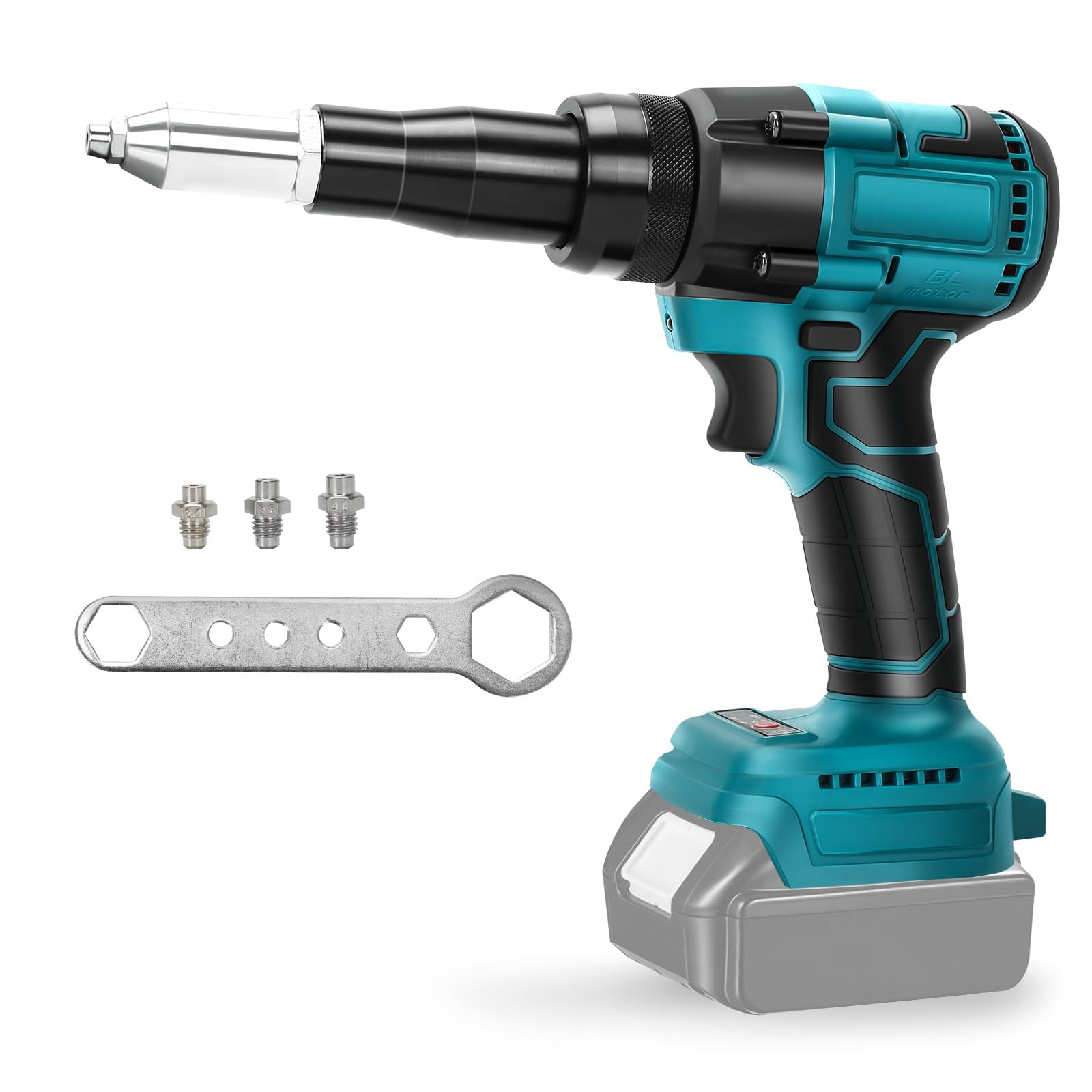 Remachadora Batería Compatibles con Makita 18V Batería, 20000N pistolas de remache electrica sin escobillas, Remachadora Automático inalambirca para remaches de 2.4-5 mm (sin batería)