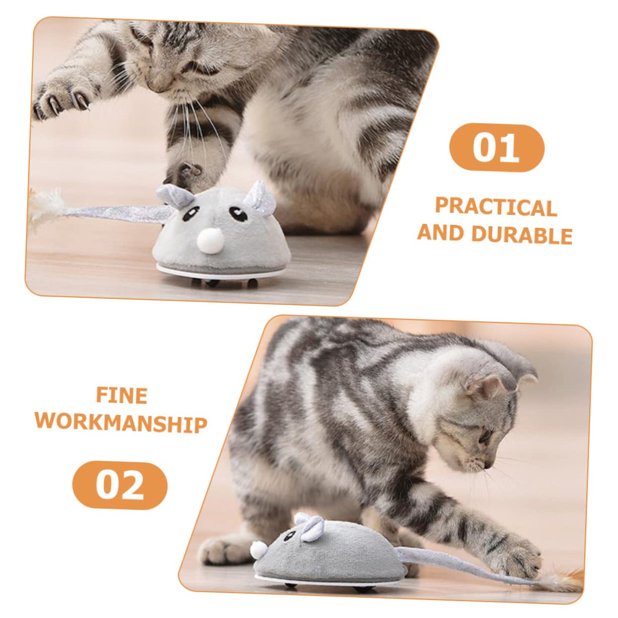 Mipcase 4pièces Souris Électrique Rechargeable pour Chats Jouet Interactif avec Queue Agitée Et Sons Réalistes Amusant pour Jeu Autonome Et à Intérieur