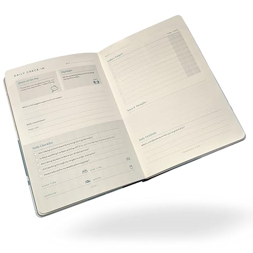 Productivity Trainer - Daily Planner, Life Organiser &amp; Gratitude Journal | 5 Minutes a Day for more Positive Thinking, Mindfulness &amp; Wellness | Includes Habit Tracking, Goals &amp; to do list (Spot Blue)