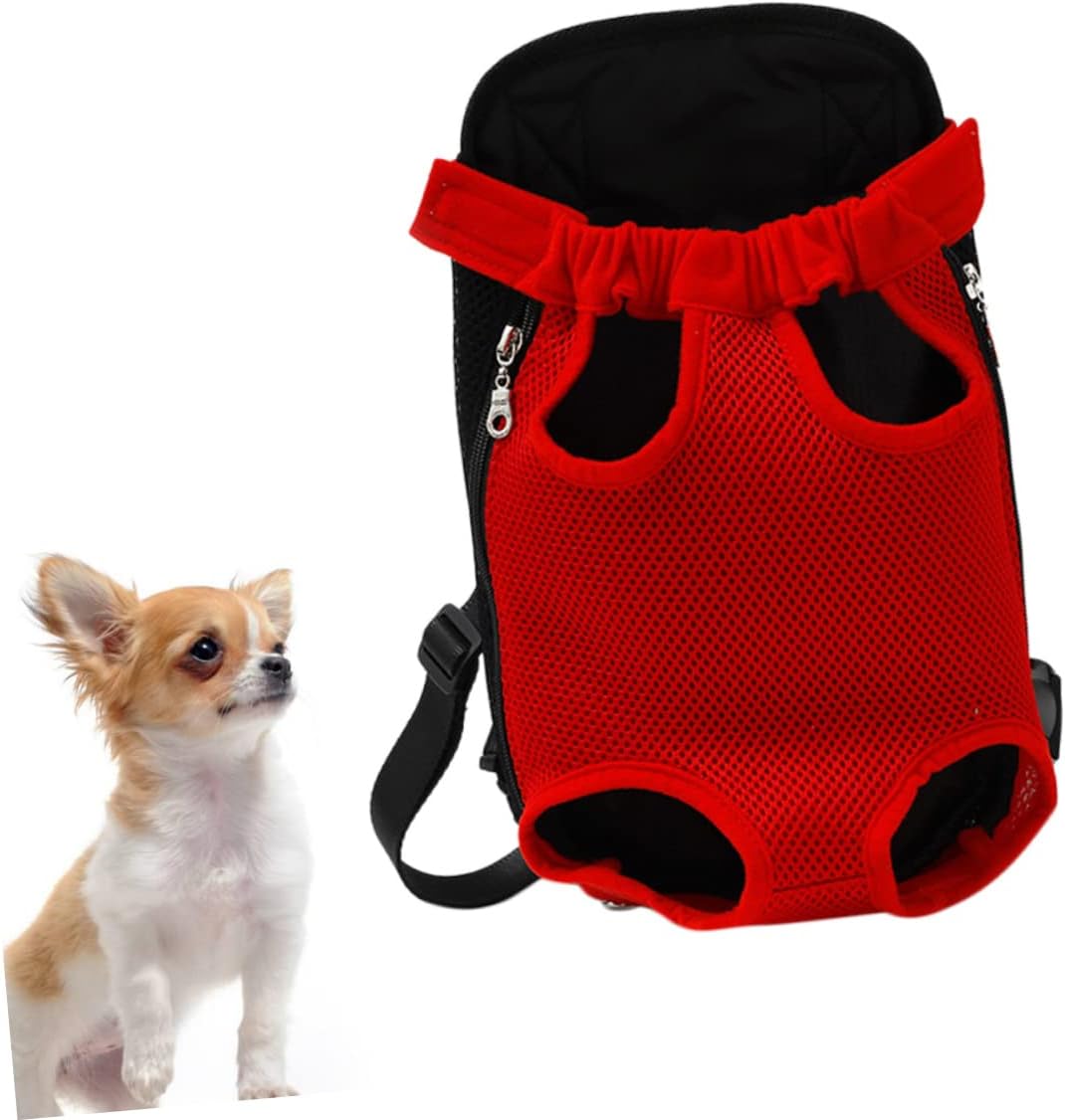 Toddmomy 1PC Breathable Pet Backpack for Cats and Dogs Storage Bag Portable Chest Carrier Comfortable Mesh Design Red