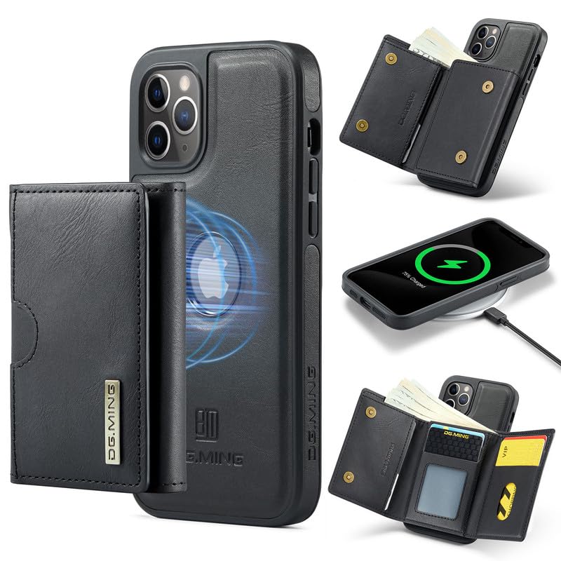 Étui pour iPhone 11 Pro portefeuille magnétique 6 cartes noir
