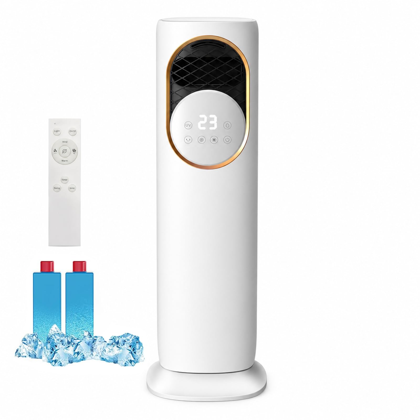 Evaporative Air Cooler with Heating, Hot and Cool Tower Fan, 4L Water Tank, Remote Control, 180° Oscillation, 3 Speeds, Portable Air Cooler for Bedroom and Home Office