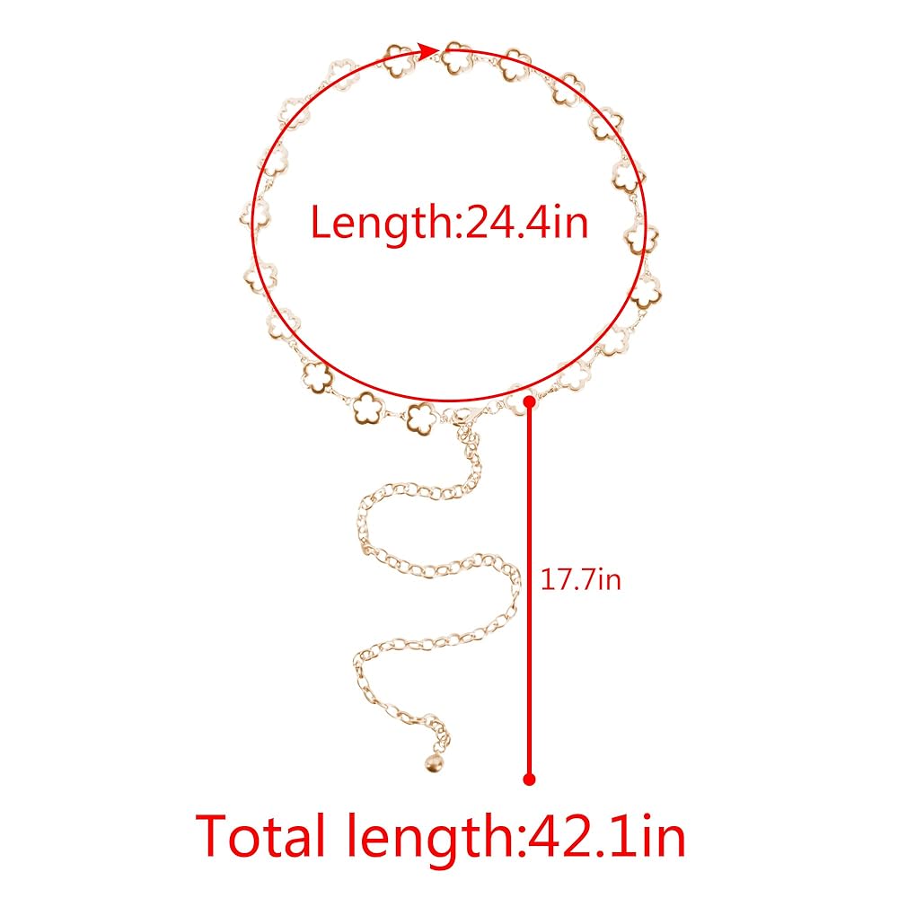 Hoce Women's Chain Belt Love Heart Floral Rhinestone Waist