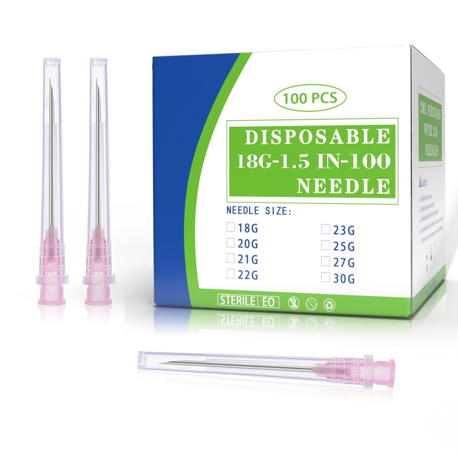 Photo 1 of 100 Pcs 21 Gauge 1.5 Inch Disposable Needles with Cap for Lab Measuring Scientific and Industrial Dispensing Needle, Individually Sealed Packaged