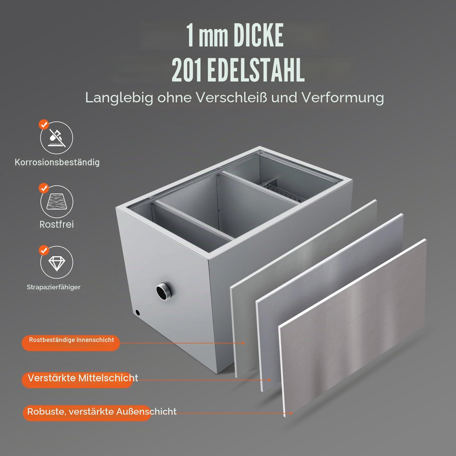 VEVOR Kommerzieller Fettabscheider, 40 lbs Fettabscheider, Zulaufabscheider Oben, 9,96 GPM/min Fettabscheider aus Edelstahl Unter der Spüle, 10 GPM Abwasser-Öl-Wasser-Abscheider, für Restaurant usw.