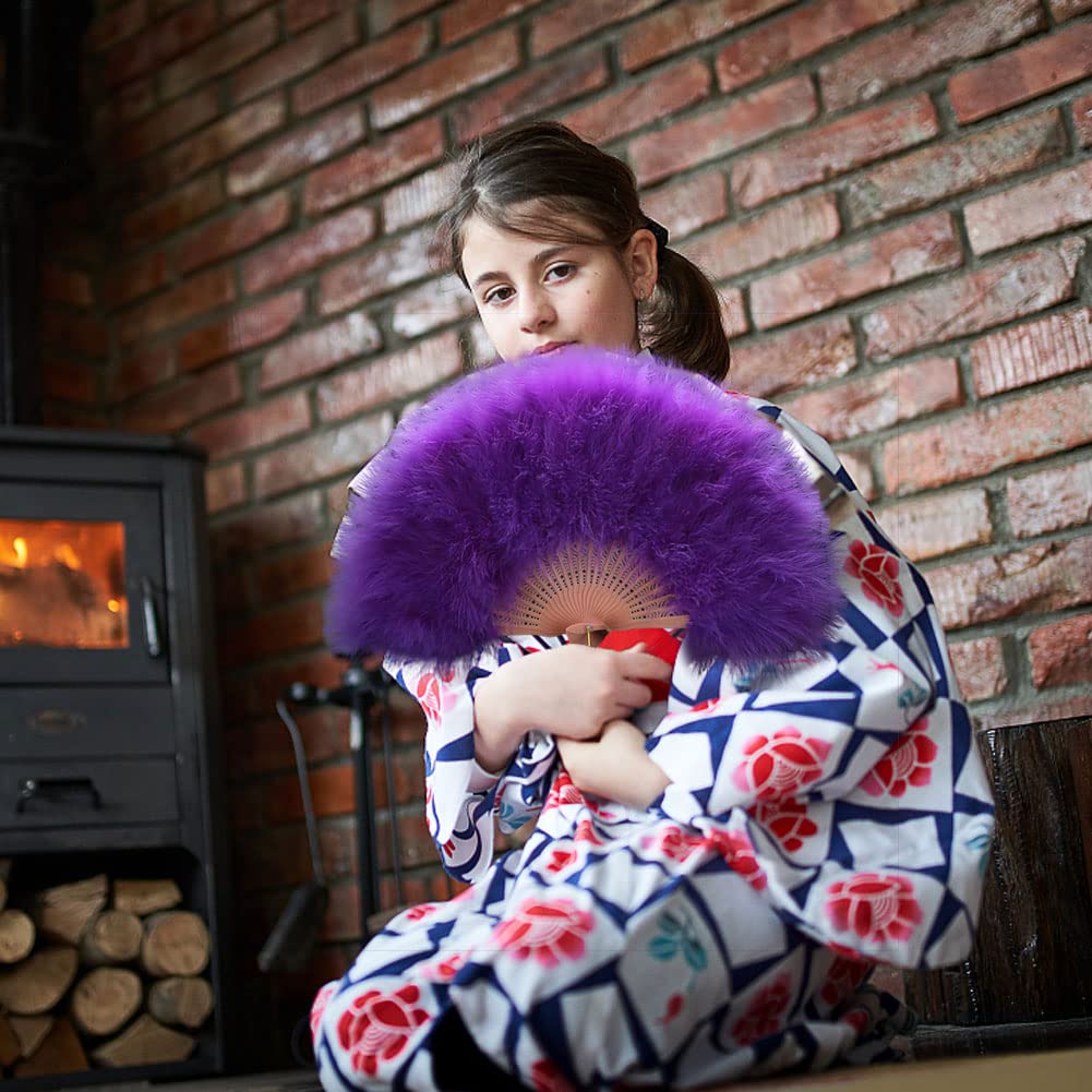 Ventaglio Vintage Anni '20 - Piume Marabù, Ricamo Fiore E Nappe, Per Feste Gatsby - Foto 8