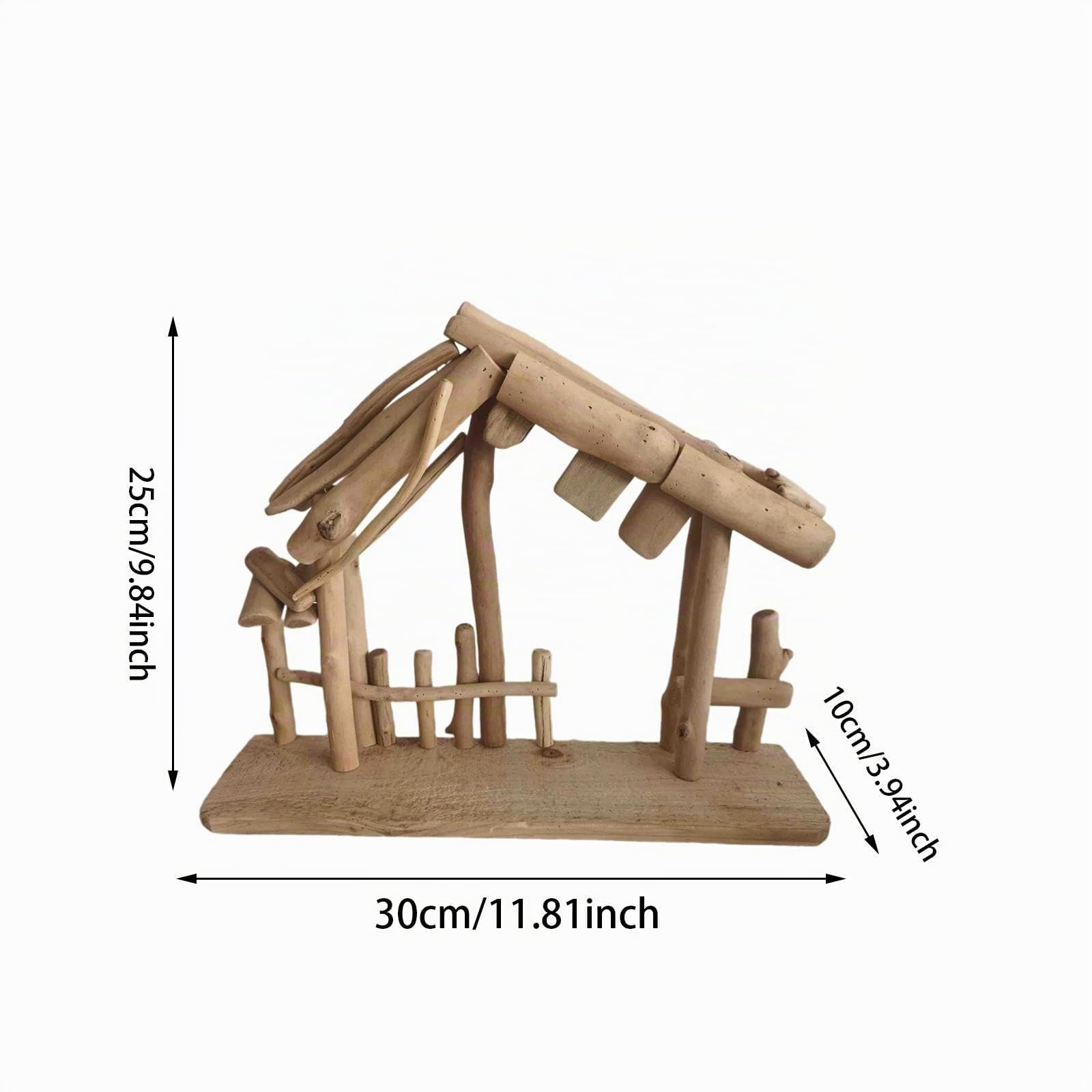 perfk Weihnachtsdekoration, Krippe, Holzstall, stabil, rustikales Ornament, Krippenstall für den Schreibtisch, Zuhause, Schlafzimmer, Weihnachtskrippe, Büro