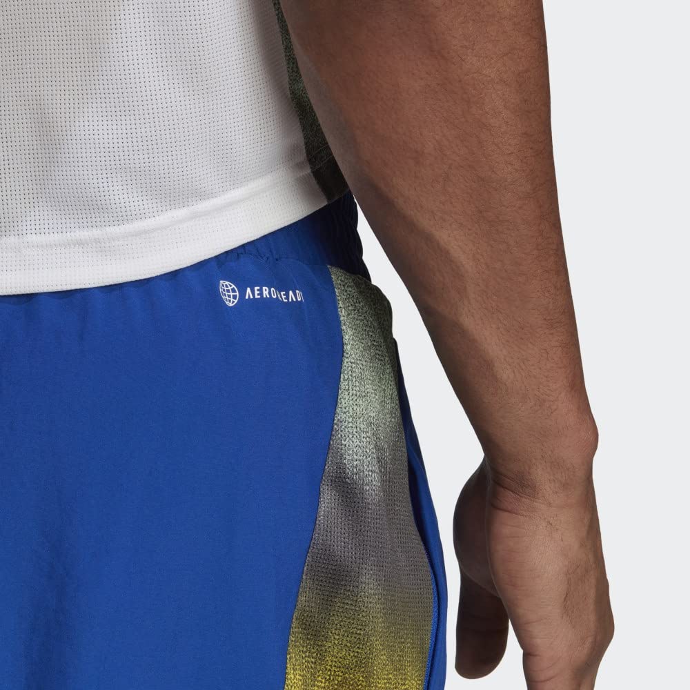 Adidas AEROREADY - Pantaloncini da Allenamento con Grafica a 4 movimenti ad Alta intensit, Team Royal Blu/Giallo Impatto, XL