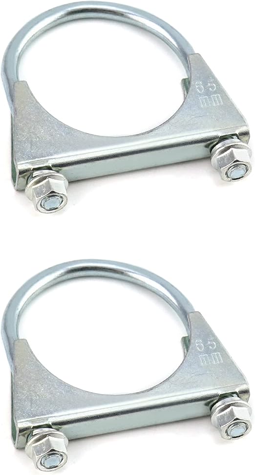 QWORK U-Bolt Muffler Tip Exhaust Hook, 2-1/2" OD 2Pcs Stainless Steel Universal Silencer Exhaust Clip