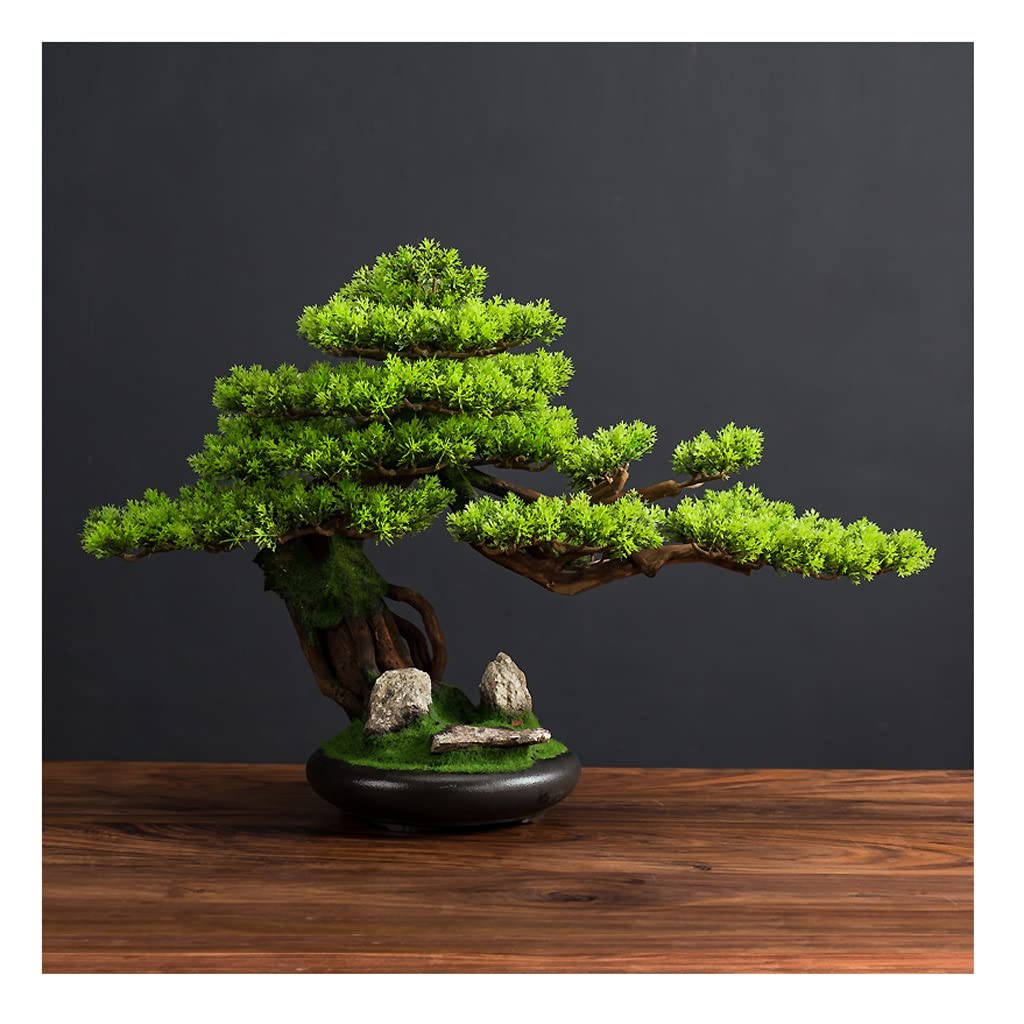 HCZKIUJY Artificial Bonsai Tree 1Pc Simulation Lifelike Articial Plant Welcome Pine Tree Zen Spirit Party Home Hotel Desk Bonsai Decor Bonsai Office Fesitival Decor Fake Plant Decoration