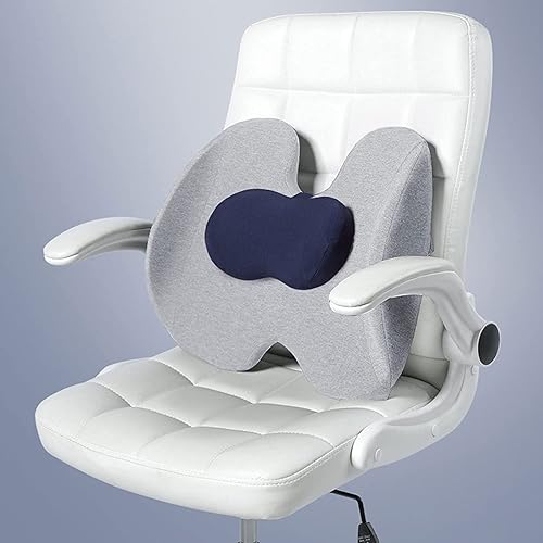 Miniatura 3 de Almohada de apoyo lumbar para silla de oficina, automóvil, almohada lumbar de espalda baja, cojín de espuma viscoelástica, cojín de respaldo para