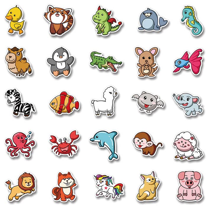 Amazon.co.jp: 100枚 ステッカー かわいい 動物 アニマル イラスト