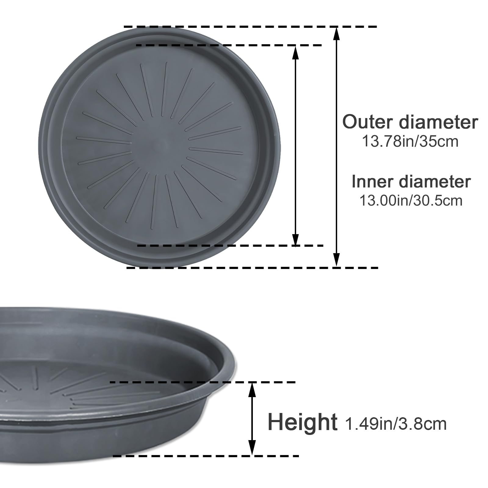 kingsea Lot de 10 soucoupes rondes pour plantes d'intérieur et d'extérieur, diamètre : 30,5 cm