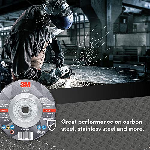 3 M silber Niedergeschlagen Center Schleifscheibe 87446, T27 Quick Change, 5 x 1/4 x 5/20,3–27,9 cm, 10 pro Innen, schwarz (10 Stück)