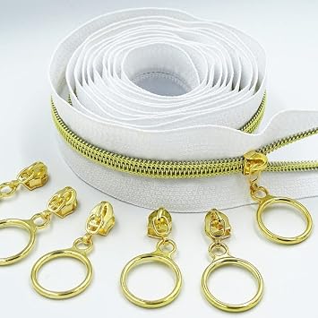 Zipper Repair Kit 2 Meters 4 Slider 5# Golden Silver Slider Tooth Large Piece of Nylon Coil Code DIY Household Sewing Zipper Zipper(Gold Dark gray)