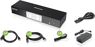 IOGEAR 4-Port HDMI 4K KVMP Switch - 2-Port USB 3.1 Hub Transfer Rate 5Gbps - 4K 60Hz - Control 4 Computers w/1 Keyboard Mouse - HD Audio - Auto Scan Mode - TAA - Mac/Win - GCS1934H