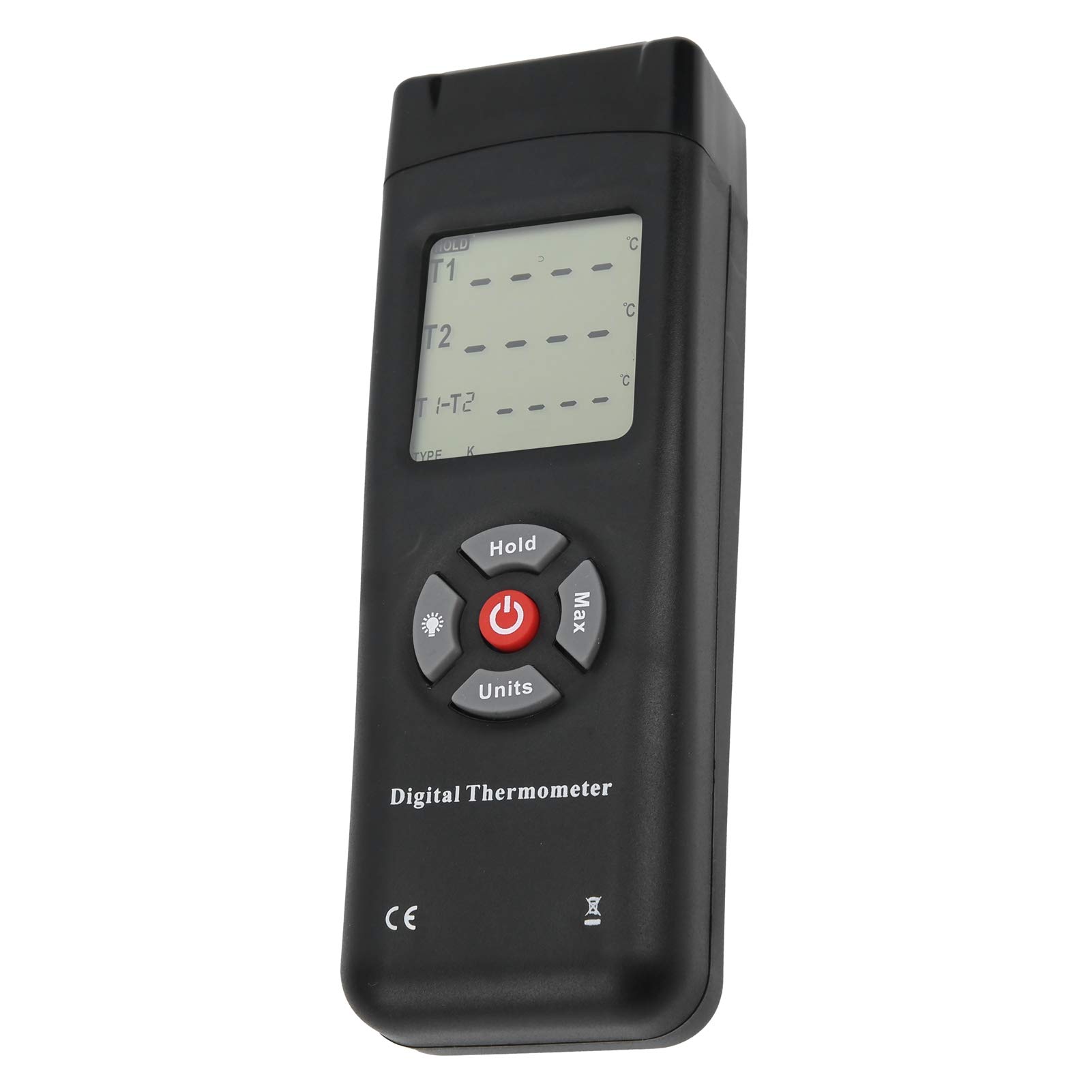 Generic Termometro Digitale a Termocoppia LCD con Doppio Ingresso di Tipo K per Viaggi - Dimensioni Portatili