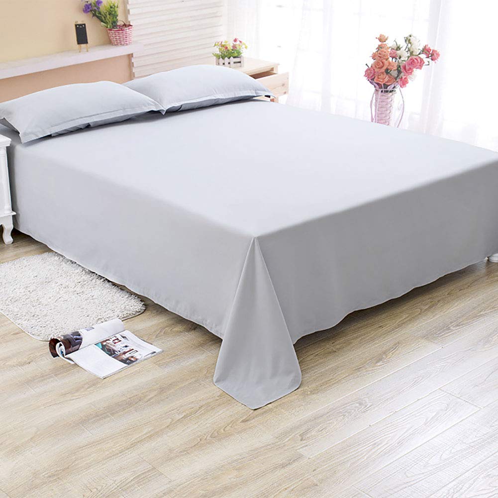 TIYKI Modern Smooth EASY CARE Polyester Flat Sheet,Not Pilling Lightweight Silky Breathable Bed Sheet,For Bedroom Hotel Sheets-Light Grey 240x260cm(94x102inch)
