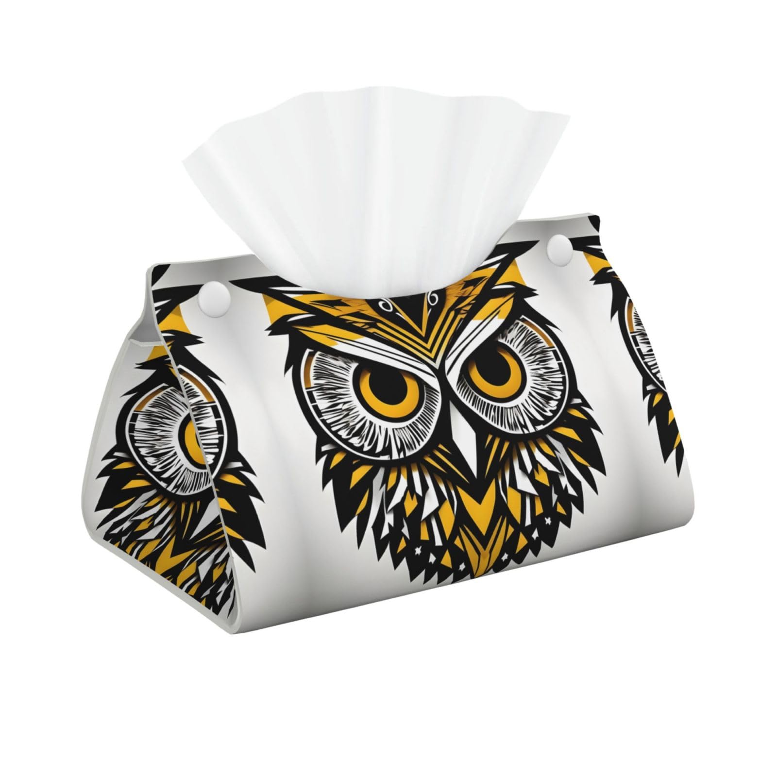 Cute Owl Pattern Long Tissue Box Cover â€ Living Room, Office, Car â€ Crafted from Leather- â€ Foldable Home Decoration