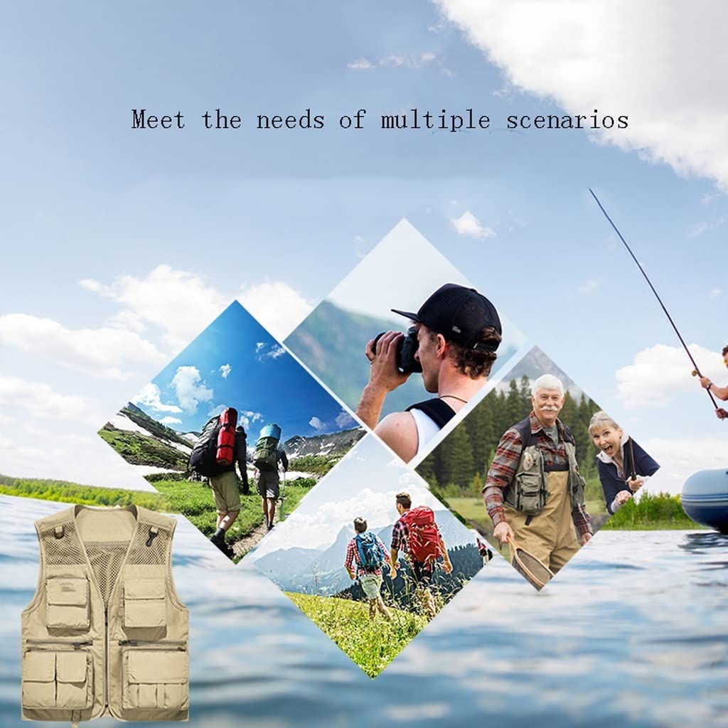 Chaleco de pesca Chaleco for hombres chaleco primavera y verano delgada malla de malla al aire libre fotografía de chaleco múltiple pesca chaqueta de chaleco de secado rápido Chaleco Pesca(XXL)
