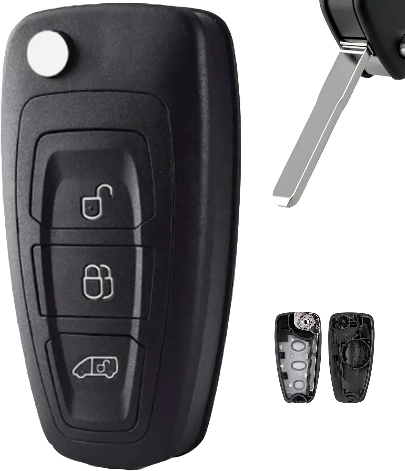 3 Buttons Car Key Fob Case for Ford Transit Custom/MK8, Galaxy, Focus, Mondeo- Replacement Key Casing Shell HU101 Blade