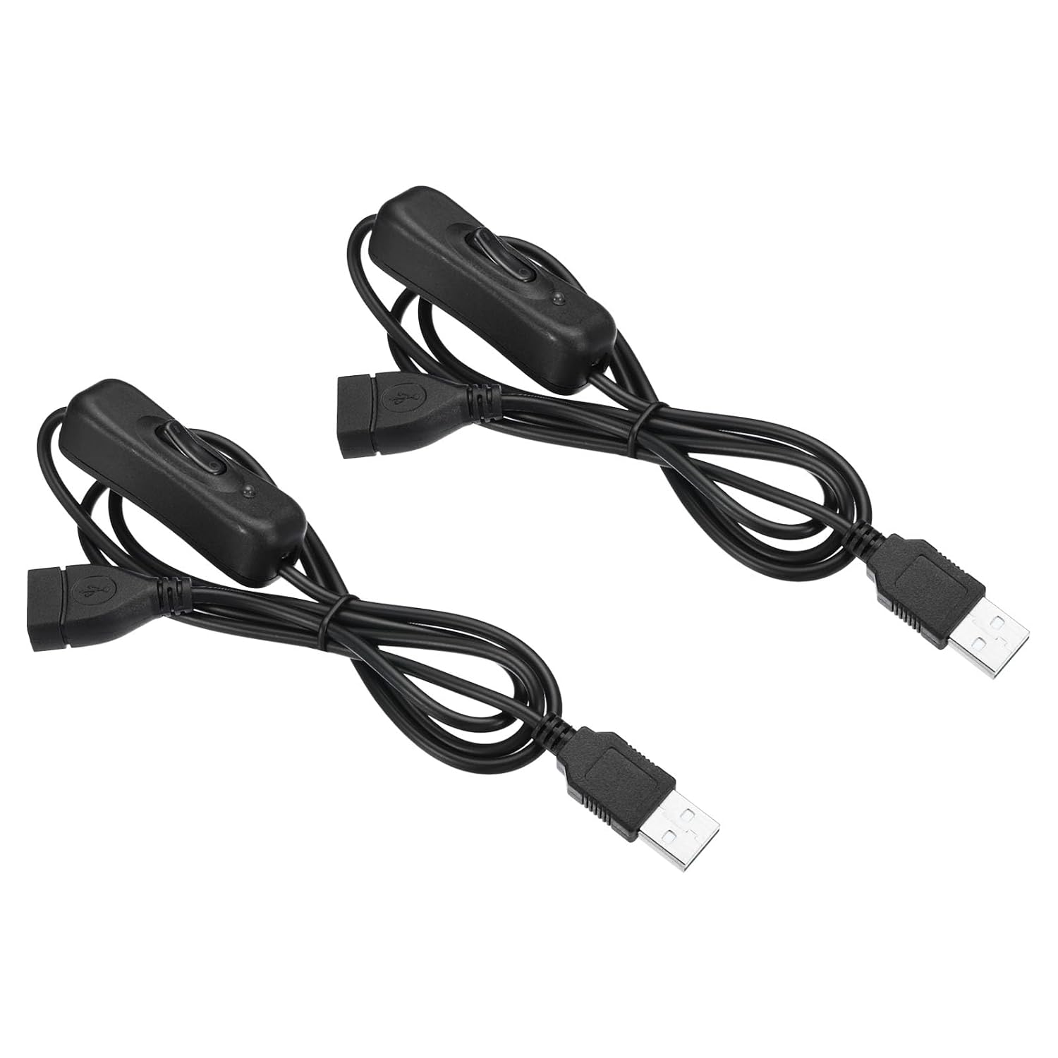 PATIKIL USB Extension Cable with ON/Off Switch, 2 Pack Female to Male Extension Power Cords Adapter with LED Indicator Connector for Fans LED Strips, White