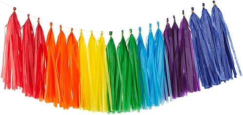 Guirnalda de borla de arcoíris, 35 unidades, papel de seda, decoración para bodas, cumpleaños, actividades grupales y juegos