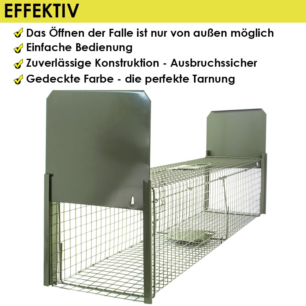Petigi Lebendfalle Drahtfalle Marder Lebend Wiesel Garten Kaninchen Abwehr Umsiedeln Falle Haus Zubehör Ratte Rattenfalle Vertreiben Dachboden 120 x 26 x 26 cm Grün