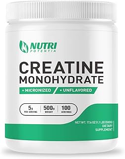 Creatine Monohydrate Powder 500 Grams (1.1lbs), Micronized Creatine Powder, Creatine Supplements Vegan Pre Workout Creatine Nutritional, Pure, Unflavored, No Additives