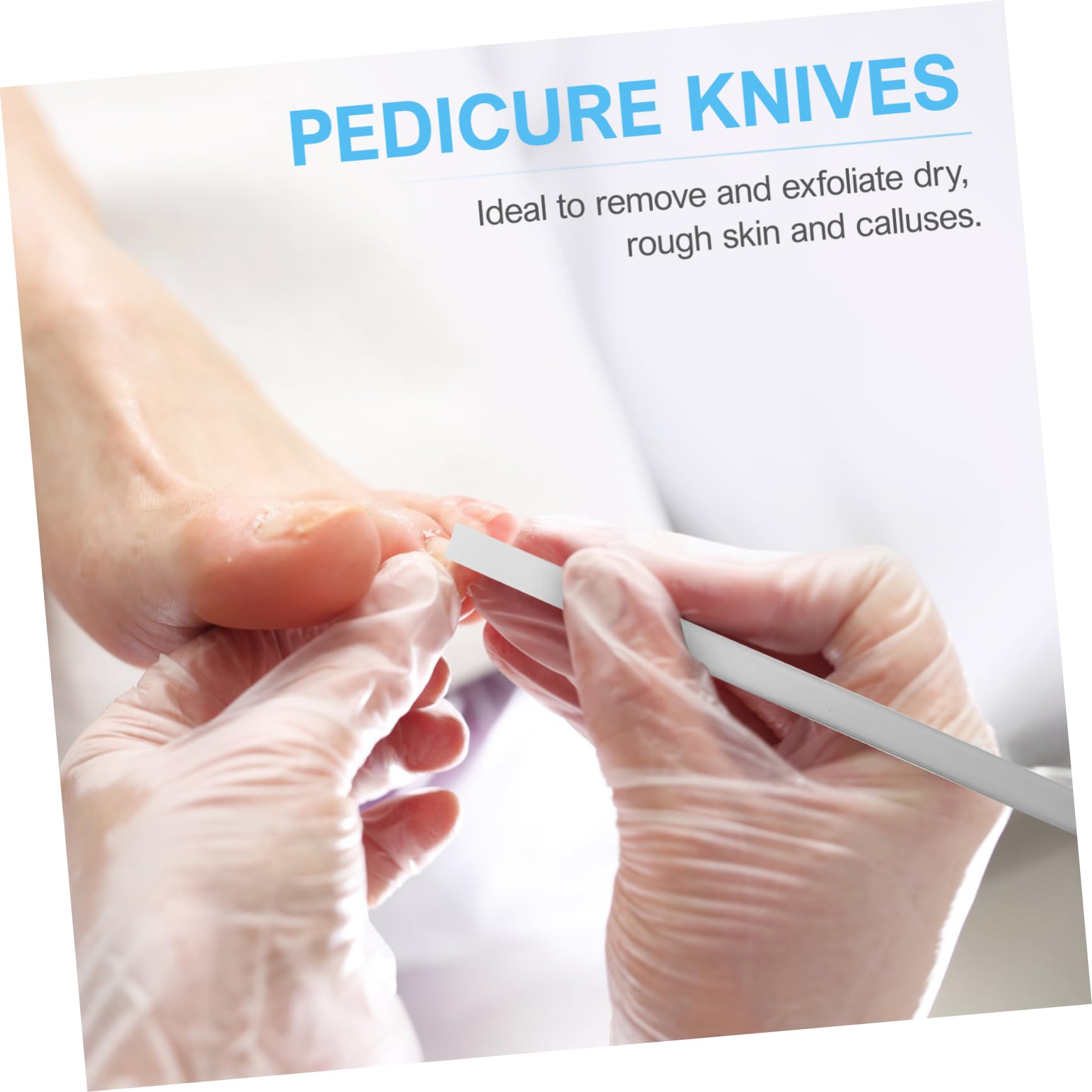 Set Coltelli per Pedicure 7 Pezzi in Acciaio Inox Argento | Uso Professionale e Domestico, Pulizia Mani e Piedi, Rimozione Pelle Secca e Calli