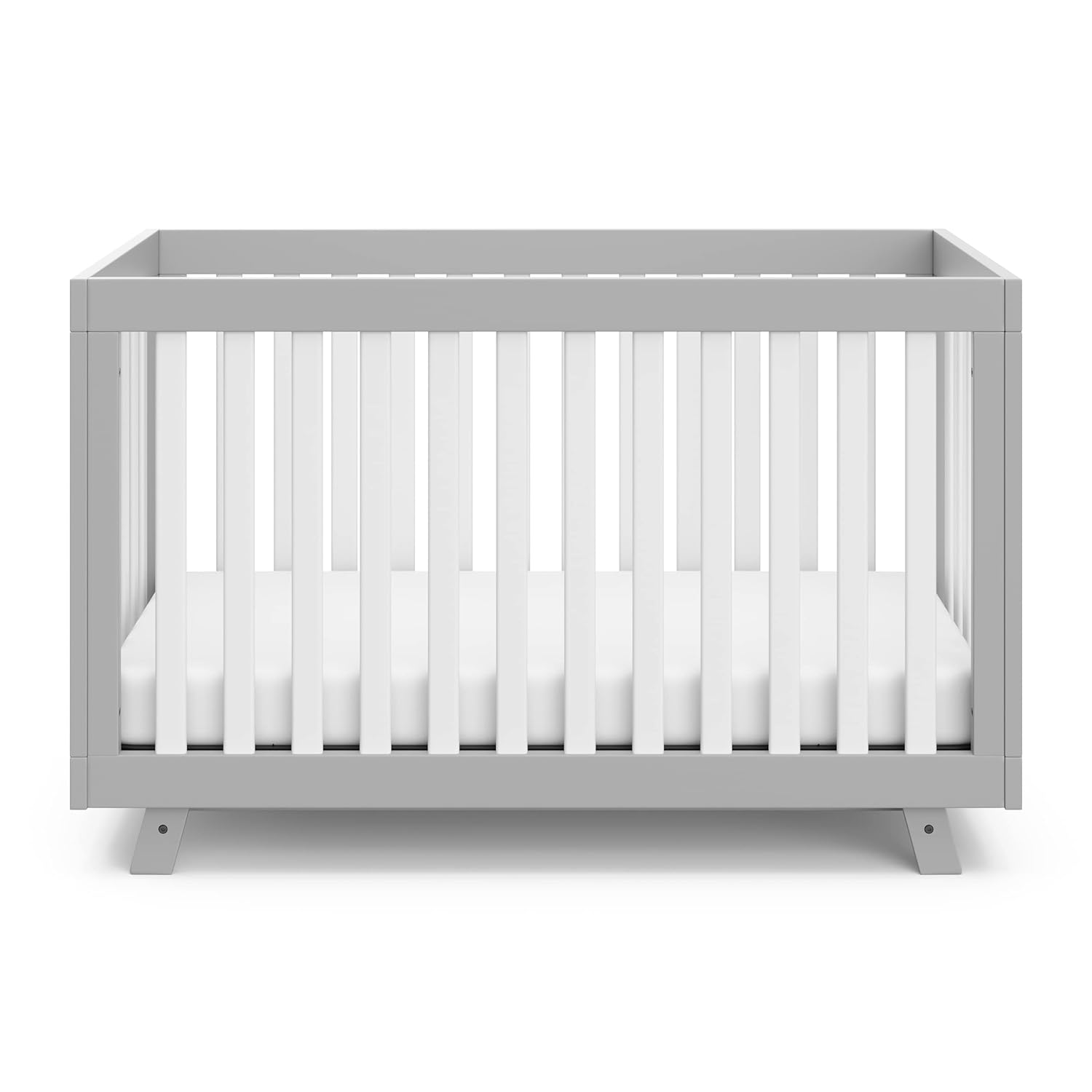 STORK CRAFT Beckett 3-in-1 Convertible Crib (Pebble Gray with White Slats) – GREENGUARD Gold Certified, Fits Standard Crib Mattress, Converts to Toddler Bed and Daybed, 4 Adjustable Mattress Heights,