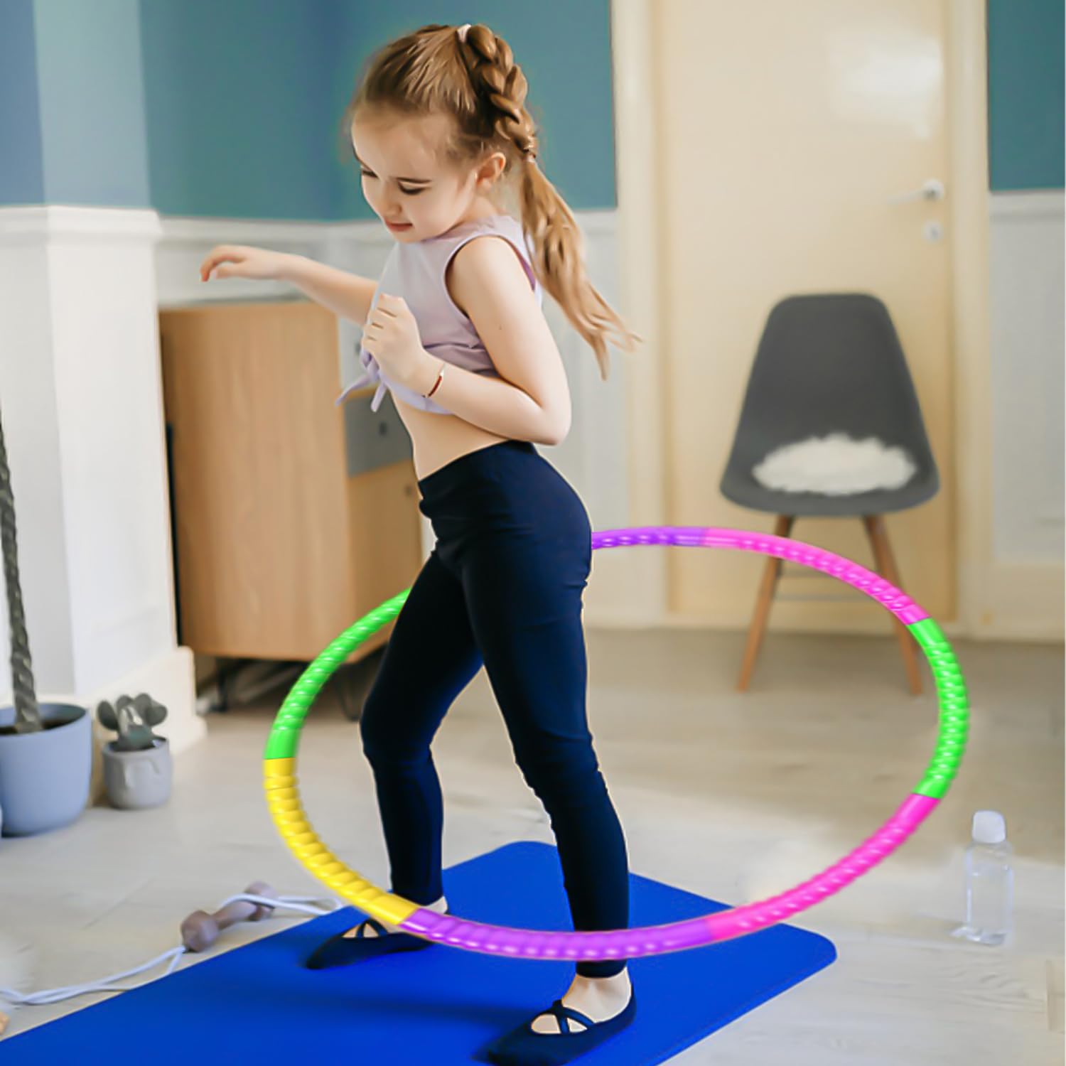 Hula Hoop Regolabile - Attrezzi da Fitness 7 Pezzi per Perdita di Peso, Accessori Rimovibili